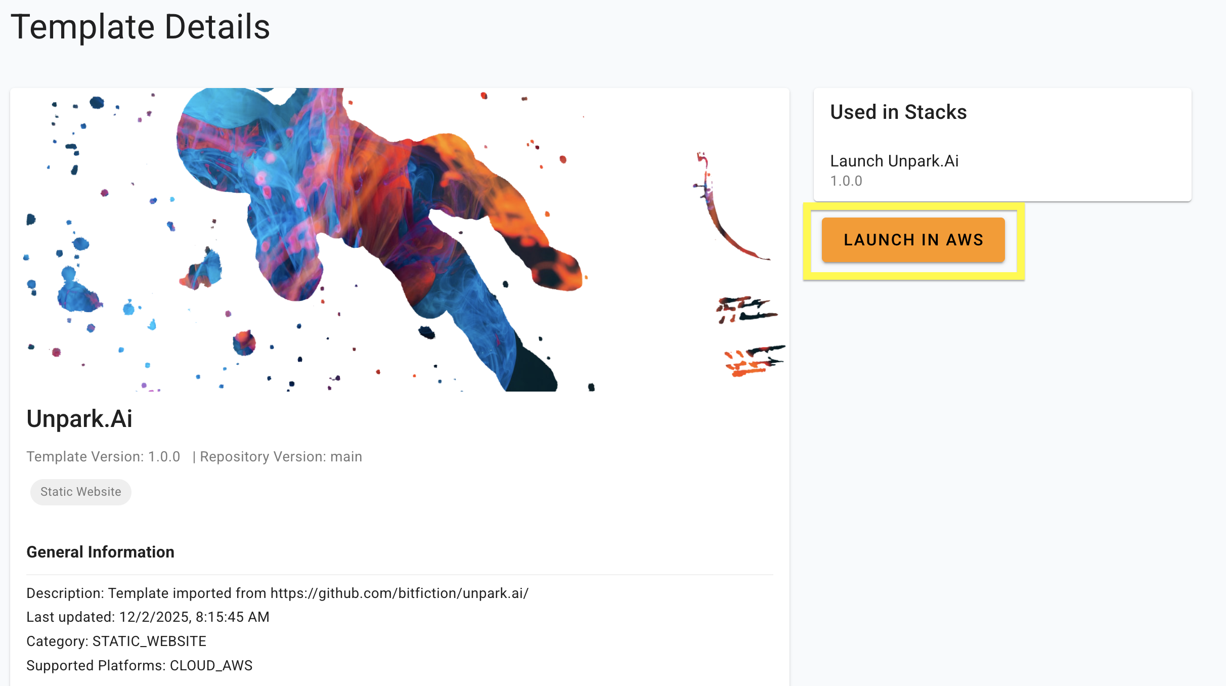 Launch step in the Staticbot dashboard