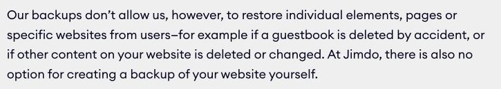 Jimdo Creator backup guidance