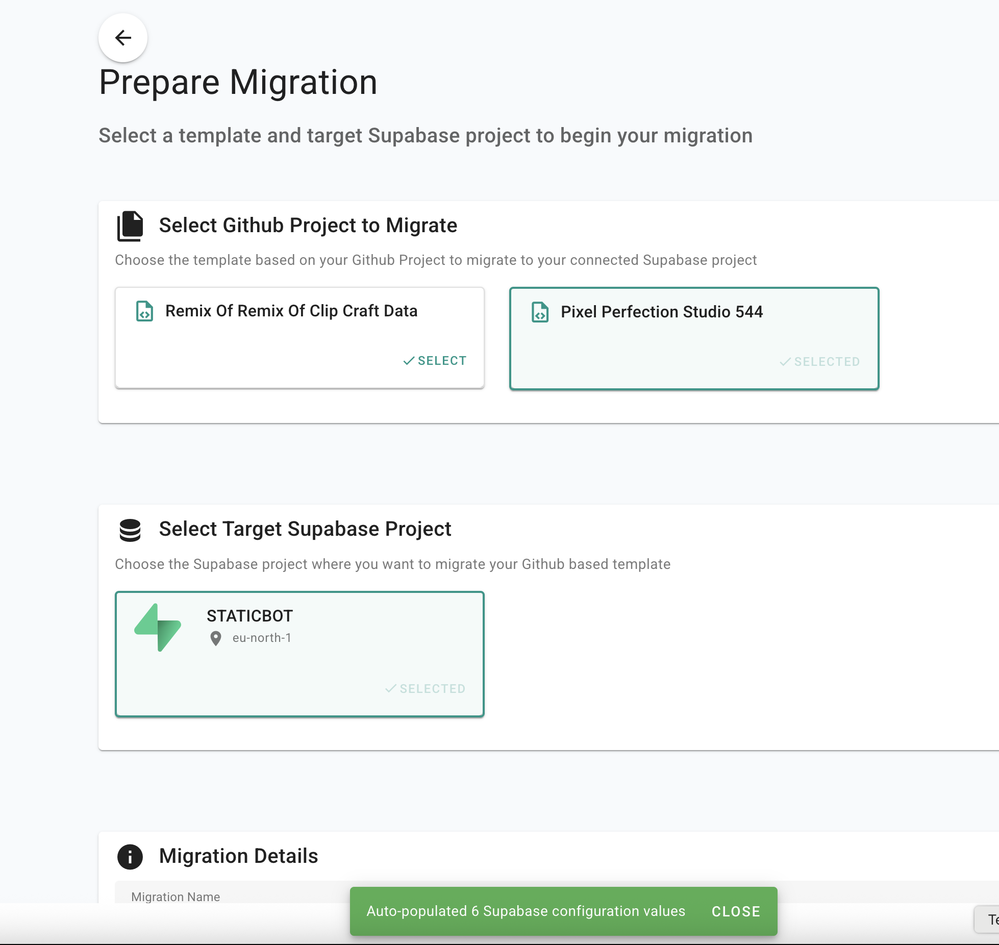 Prepare migration in Staticbot